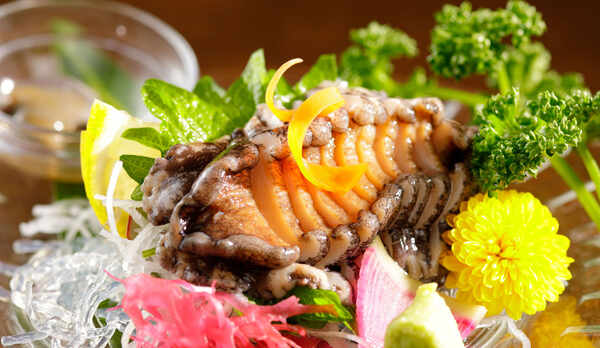 活き鮑のお造り