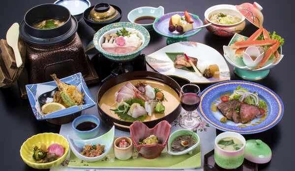 *【夕食Ａコース一例】日本海の海の幸と庄内の旬の幸を存分に楽しめる、スタンダード懐石。