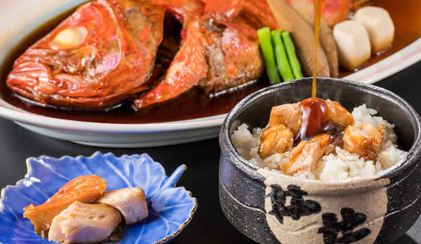 金目鯛の煮汁でいなとり荘めしをお召し上がりください