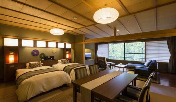 【最上階：風葉鳴-KAZAHANA-】スタンダードツイン客室（一例）