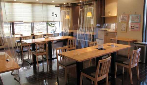 館内一階レストラン「さんと、すー」　感染症対策実施中