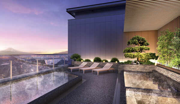 ホテル最上階には富士山を望む大規模展望天然温泉