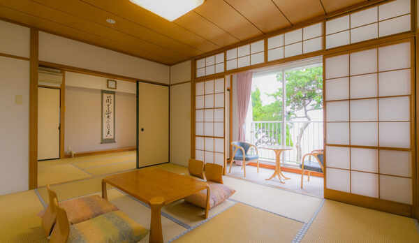 オーシャンビューで温泉内風呂付の家族におすすめ広い二間続き客室