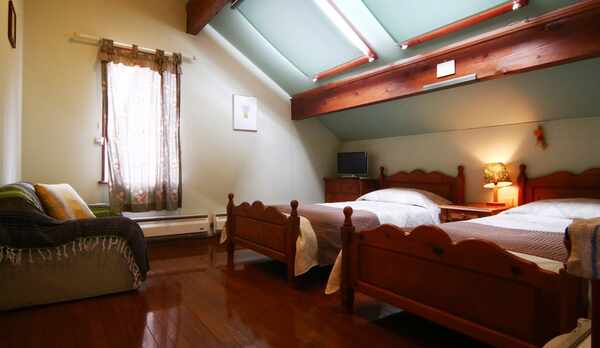 天窓付のツインルーム（バス・トイレ付）夜は窓から星空も望めます☆