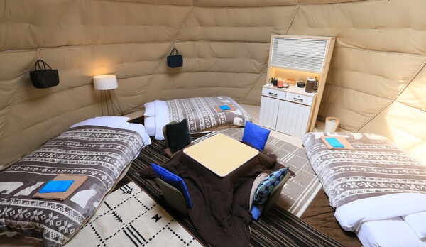 ◆エアコンも完備。快適性も追求したアウトドアです(グランピング)