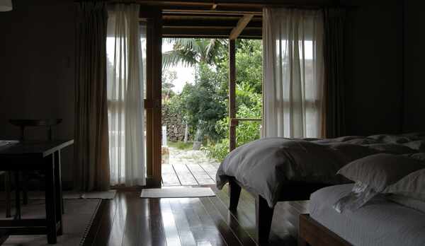 客室内から見た庭