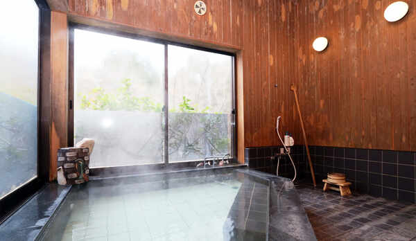 半露天風呂◆とろとろとした感触と無色透明のお湯が特徴の新田温泉