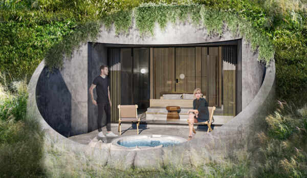 イズモ ホテル ザ クリフの８室の崖の中のような客室