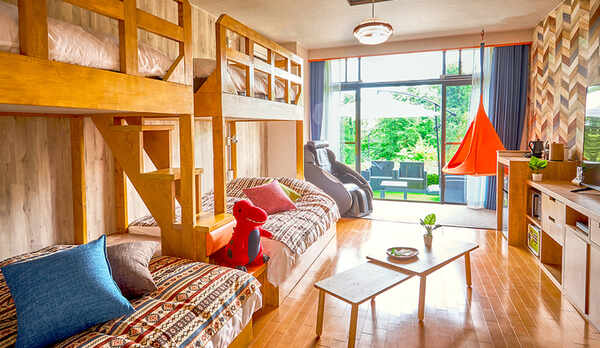 【カジュアル6 専用テラス付き】6名まで泊まれる グランピング風のオシャレな客室 