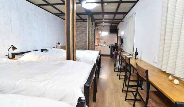 ワンルームの寝室