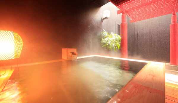 【大浴場】優しい光が差し込みリラックス（大浴場外湯）