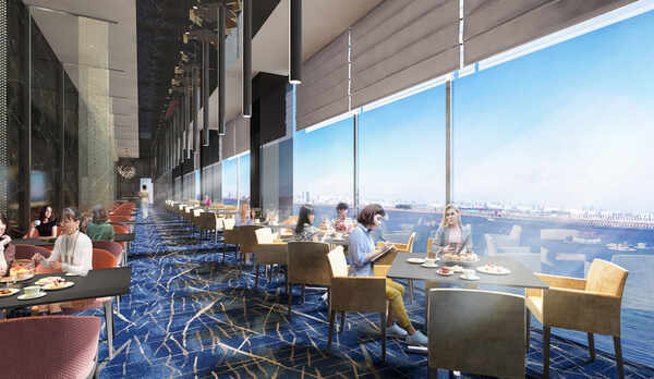 メインダイニング「イル・リストランテ トーキョー」 / 多摩川に面した解放感ある空間でのお食事