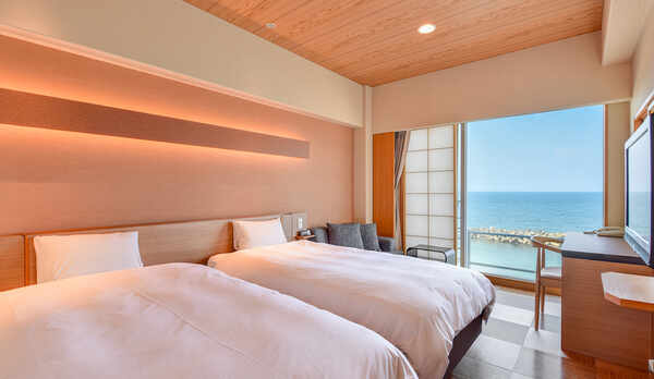 *【西館3・4・5階】角部屋ツイン：素足で寛げる旅館ならではの洋室ツインタイプ