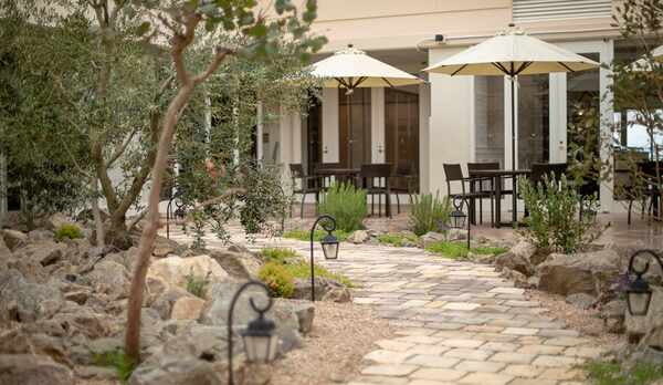 <パティオ>建物に囲まれたドライガーデン