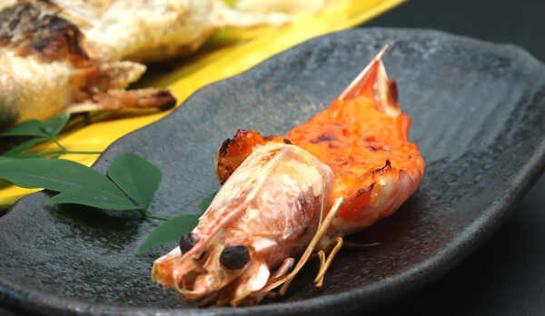 夕食◆海老の雲丹焼き