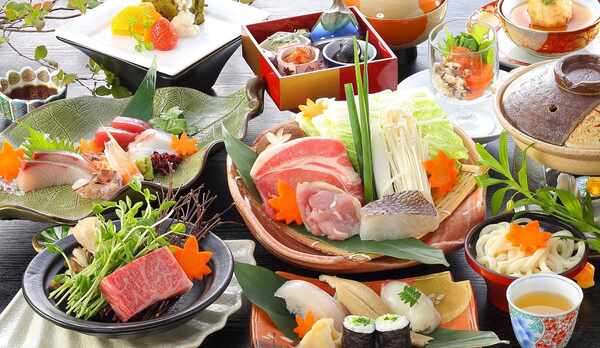 2021年秋冬【旬彩会席】◆瀬戸内の美味いもの尽くし★讃岐うどんすきと香川県産牛紙陶板焼き