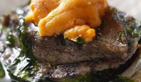 【あわび料理】あわびの青さ雲丹あんかけ