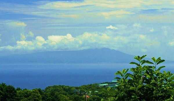 客屋から望むことができる伊豆大島が浮かぶ景色