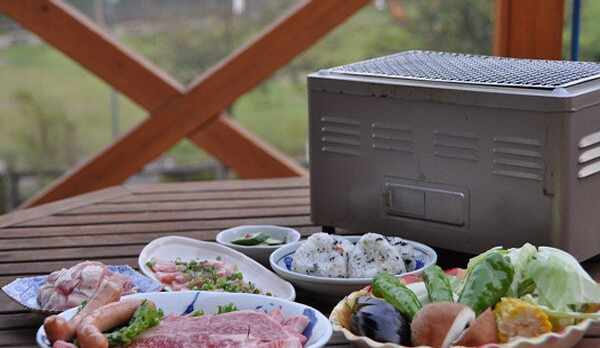 テラスでバーベキュー