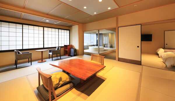 【貴賓室・禁煙】半露天風呂付・和室12.5畳＋ツインベット