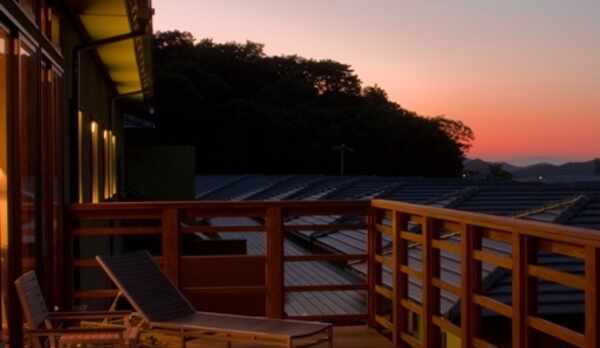 ロビーからの夕日