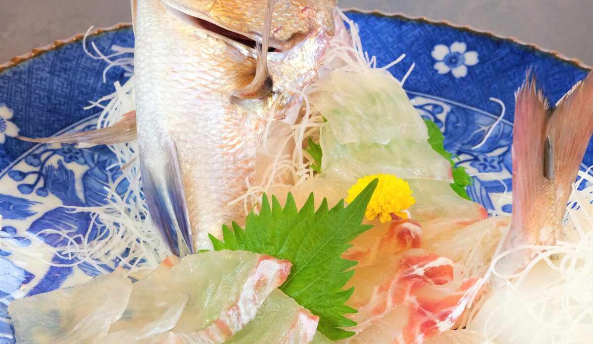 私達が大切に育てた真鯛のお造りです。
