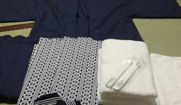 浴衣に丹前・バスタオル・フェイスタオルです