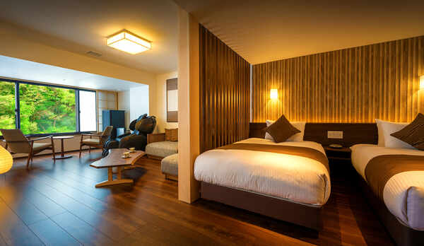 ★2022年1月リニューアル★ ＜渓谷側＞【プレミアムスイート(40平米) 展望風呂付】禁煙