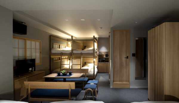 最大7人までOK！家族やグループ旅行に大人気♪デザイナーズトリプル+ロフトベッド２台