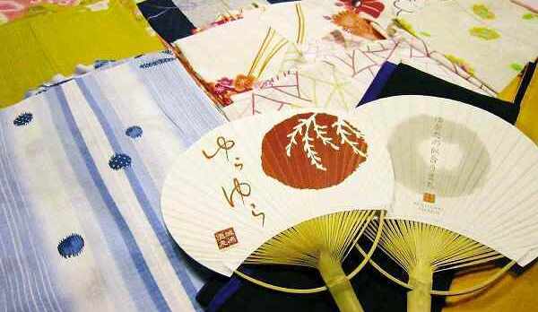 女性用色浴衣イメージ＆城崎うちわ
