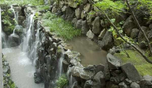 ロビーラウンジからの庭の眺めです