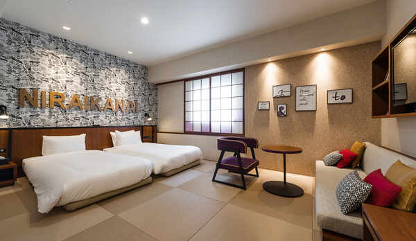 全室畳敷のツインベッドルーム