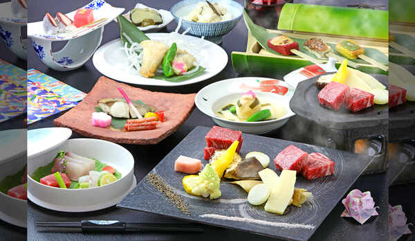 赤牛の溶岩焼き会席