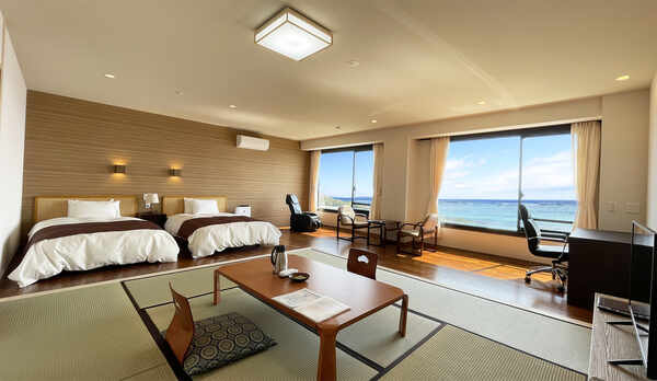 ＼2022年改装！／■海側DX和洋室‐B■ ツイン+和室8畳