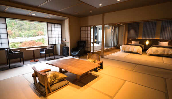 【貴賓室・禁煙】半露天風呂付・和室12.5畳＋ツインベット