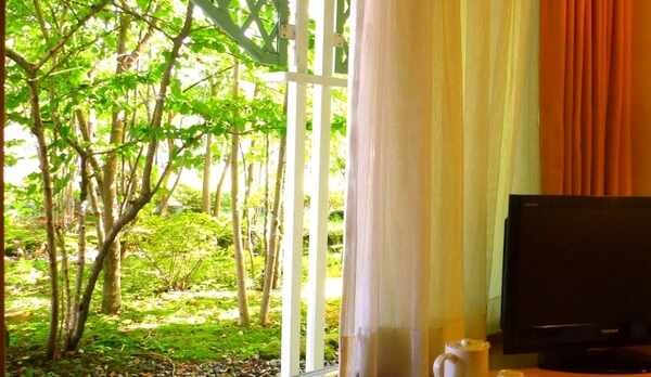 お部屋から中庭を臨む