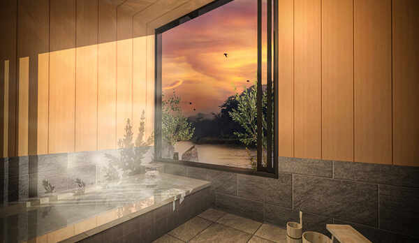 湖に面した棟の展望温泉のイメージ