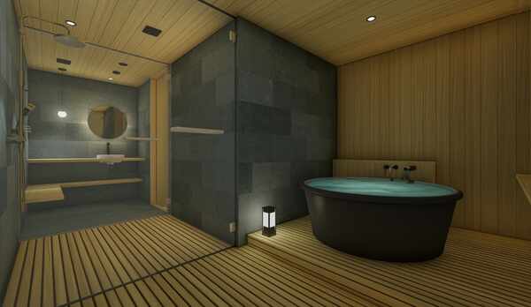 源泉かけ流し付き和洋室のお風呂