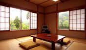 【お部屋一例】美しい自然に囲まれてリラックス。落ち着きのある和室でお寛ぎください。