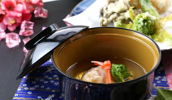 【夕食一例＊春】こごみと蟹椀