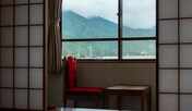【梓館和室】遠くに山並みを望む梓館基本和室（お部屋により眺望が異なります）