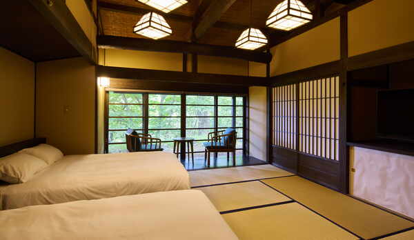 半露天・愛犬専用風呂付【離れ特別和室】ツインベッド(45㎡)