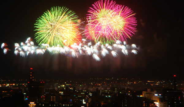 【客室から見た花火大会】